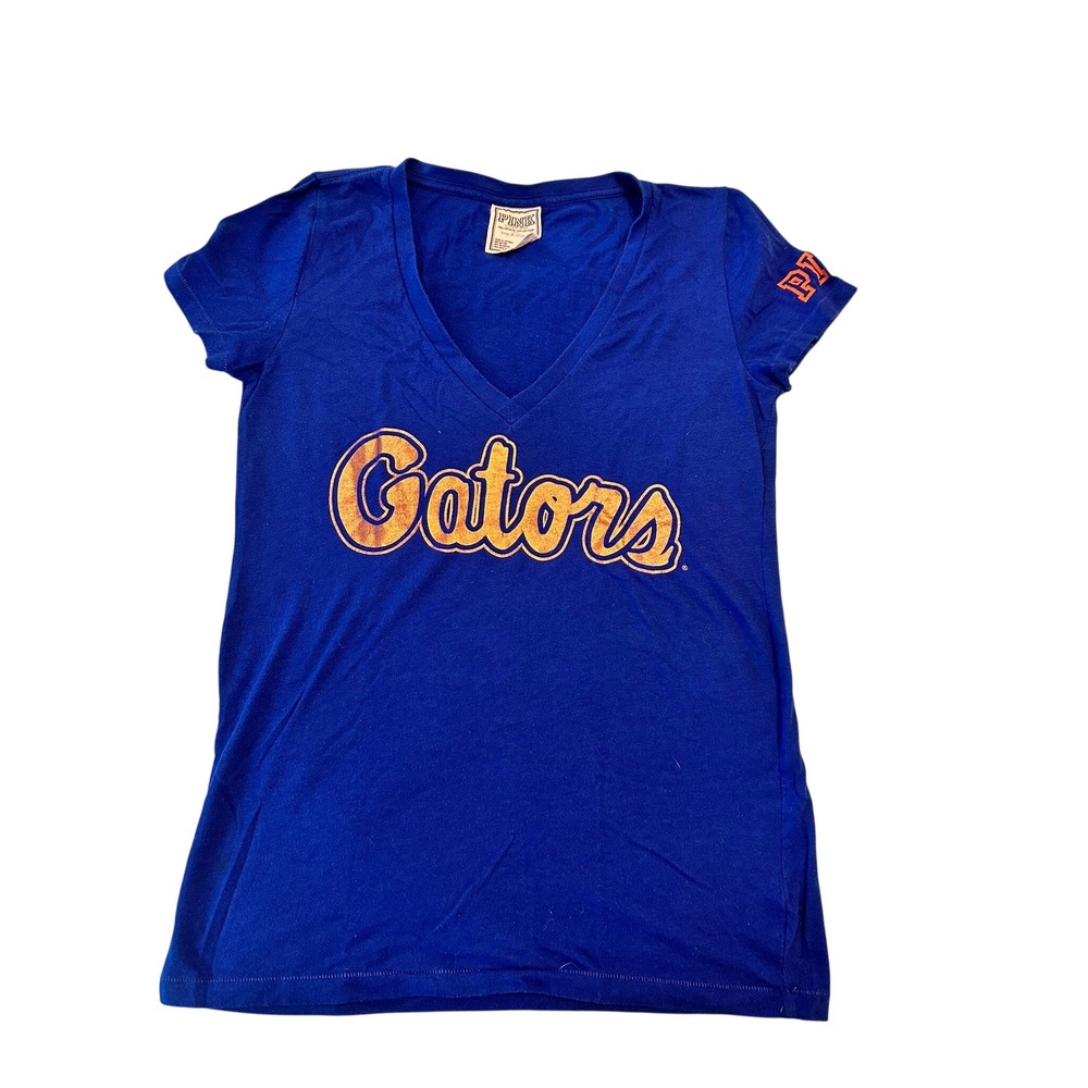 Victoria's Secret PINK Florida Gators T-Shirt Womens Medium Blueβ V-Neck Tee